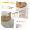 FUNOMOCYA Cotton Ball Pad Holder Bamboo Lid Acrylic Dispenser Makeup