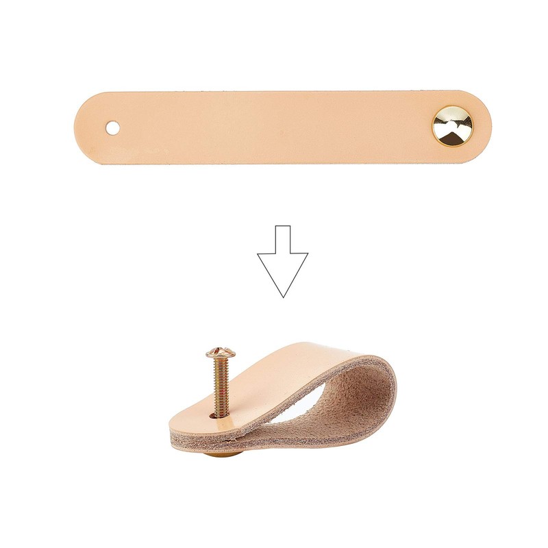 GORGECRAFT 6Pcs Leather Drawer Pull, Nordic Wardrobe Cabinet Door Handle,