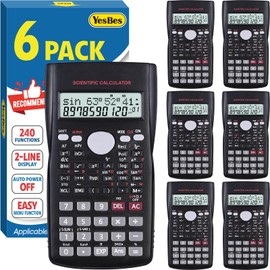 6 Pack Scientific Calculators Bulk, 2-Line Large Screen Display 240 Functions Scientific Calculators for Students, Math Algebra Fraction Calculator for High School College School