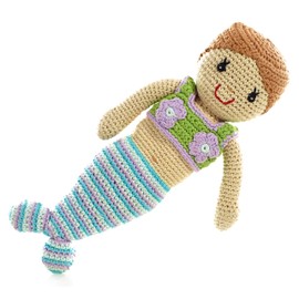 Pebble | Handmade Mermaid Doll—Turquoise | Crochet | Fair Trade | Pretend | Imaginative Play | Beach | Machine Washable