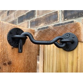 Raswik 4” Privacy Hook and Eye Gate Latch Easy Lock for Barn Door, Black