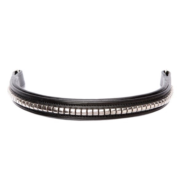 Cwell Equine Browband Silver Clincher Hand Made Black/Brown (Pony 14", Black)