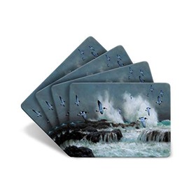 Julian Friers Oyster Catchers Large Table Mats by Wildlife Artist Set of 4 - Non-slip - Cork-backed Placemat Set