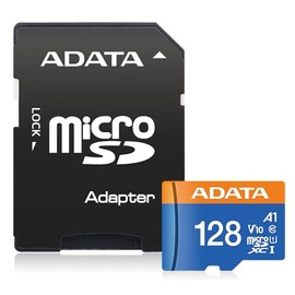 ADATA 128 GB Tarjeta de Memoria Micro SDXC con Adaptador Color Negro con Azul A1 (Clase 10)