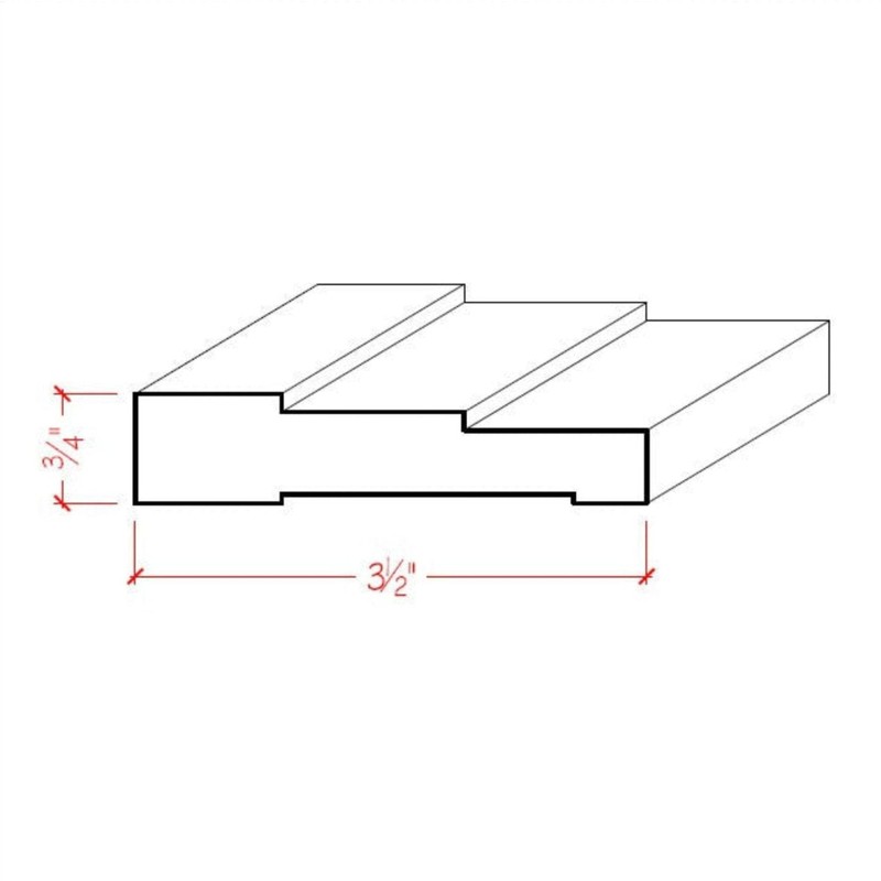 EWCA35 Contemporary 3-1/2" Wide x 3/4" Stepped Casing. Unfinished Trim,
