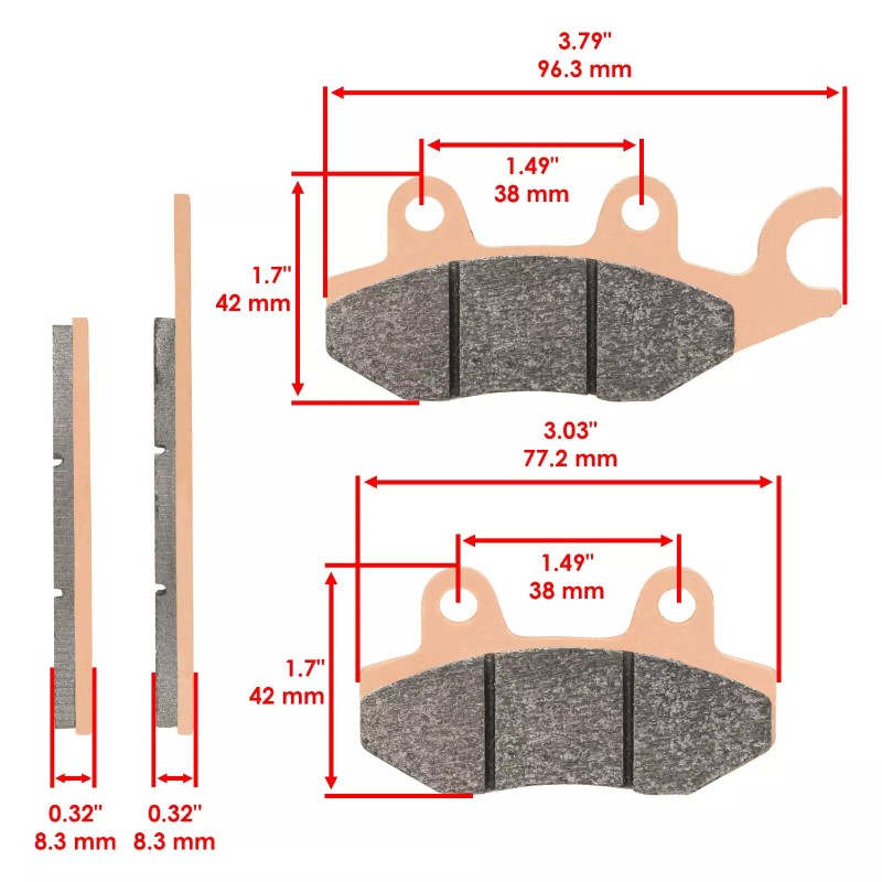 Caltric Front Rear Brake Pads for Kawasaki Ex300 Ninja 300