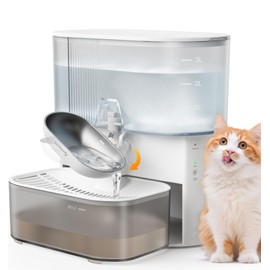 Wireless Cat Water Fountain No Filters, Wastewater Separation, FEELNEEDY Stainless Steel Bowl, 3.5L Pet Water Fountain for Cats & Dogs Dispenser, White