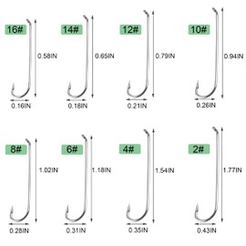 Barb Fly Fishing Hooks- 150pcs Long Shank Fly Tying Jig Hook High Carbon Steel Super Sharp Barbed Hook Tips Round Bend Streamer Hook (10#, White