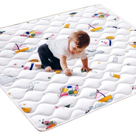 Vibe bear High-Density Sponge Baby Play Mat,47x47 Inches Thicken One-Piece Infants Crawling Mat,Comfortable and Soft Baby Playmat,Non Slip Washable Floor Mat for Babies,Infants,Toddlers