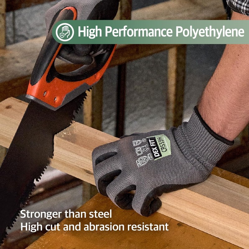 DEX FIT Level A6 Fiberglass Free Cut Resistant Gloves CR533H,