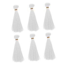 OSALADI 6 Pcs White Doll Wigs for Dolls Straight Synthetic Hair Extensions Soft Tangle for DIY Craft Stylish Replacement Wigs
