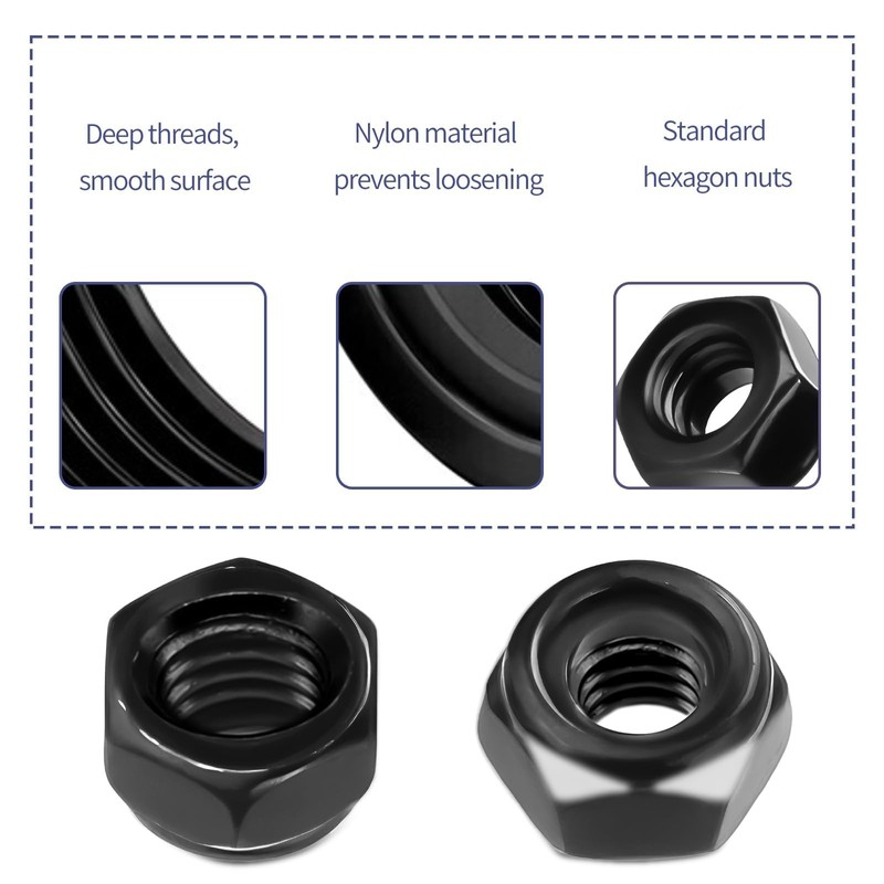 M6 Nuts Self-Locking Nuts Carbon Steel Nut M6 Pack of