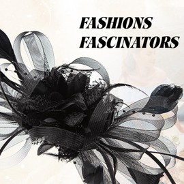 WATAME Fascinators for Women High Tea Headwear Flower Fascinator Hats Mesh Kentucky Derby Hats Girls Headband and Clip Black