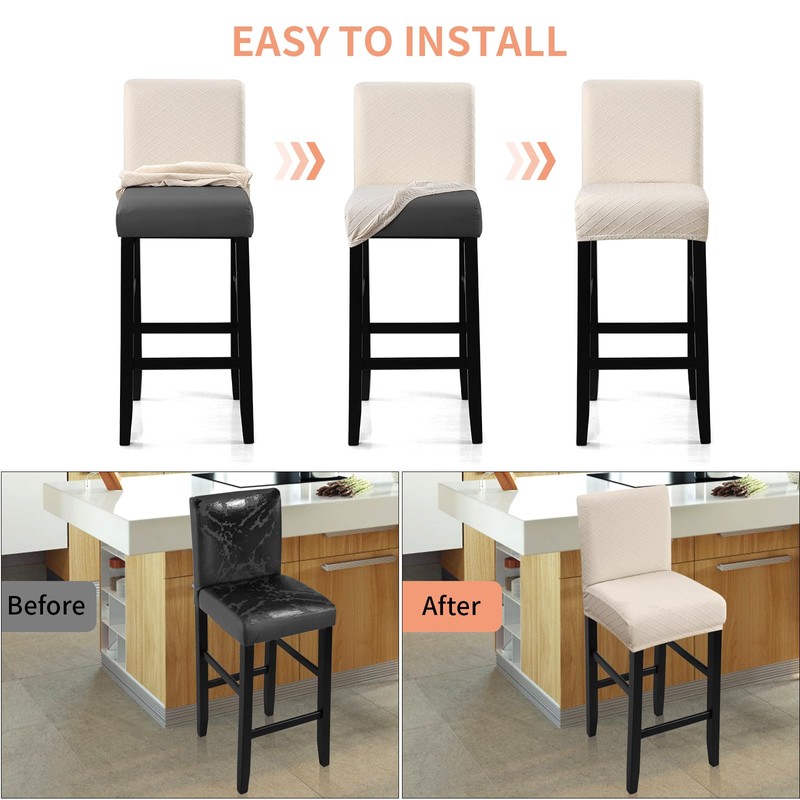 Fuloon Waterproof Bar Stool Covers, High Elastic Fit Removable Washable