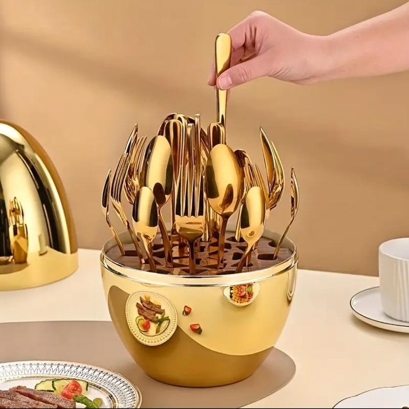 New Home Essential 2025 Creative Tableware Set - 24-Piece Stainless