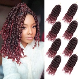 Bileaf Pre-twisted Passion Twist Crochet Hair 12 Inch Ombre Passion Twist Hair 8 Packs, Ombre Crochet Hair Pre Looped Passion Twists Crochet Braids Bohemian Crochet Hair for Women Girls and Kids TBUG