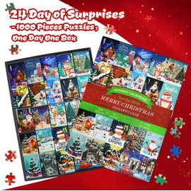 Advent Calendar 2024 Christmas Jigsaw Puzzle - 24 Days Christmas Countdown Calendar, Puzzles for Adults 1000 Pieces, Advent Calendar 2024 Adult Gifts
