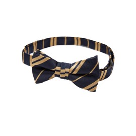 Jacob Alexander - Pajarita tejida de doble rayas para niño, Azul marino y dorado., Boys' Pre-Tied Banded