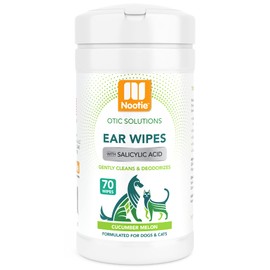Nootie Ear Wipes for Dogs & Cats with Salicylic Acid Drys Ears To Help Prevent Bacteria - Helps Prevent Itching & Ear Infections - Sold In Over 3000 Vet Clinics-Made In U.S.A. Large Size Wipe-70 Count