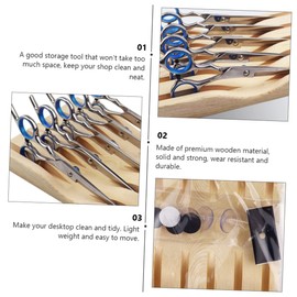 PACKOVE Wooden Hairdressing Tools Rack Solid Wood Scissors Storage Organizer for Salon and Home Natural Wood Hair Stylist Scissor Holder with Efficient Multi Tool Storage