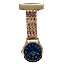 WESTIME Traditional Nurses Blue Dial Rose Gold Fob Watch
