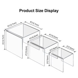 Boxalls Set of 2 Acrylic Display Risers, Clear Product Stands for Collections, Jewellery Display Riser Shelf Showcase for Cupcake Candy Dessert Table Decorations