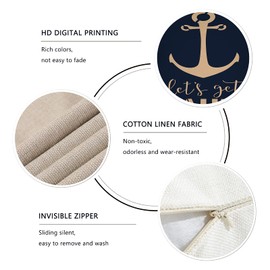 Fbcoo Summer Nautical Farmhouse Decorative Throw Pillow Case Let's Get Nauti Anchor Decoration Ocean Sailing Beach Water Sign Cushion Cover Home Decor 18 x 18 Inch Cotton Linen for Sofa Couch