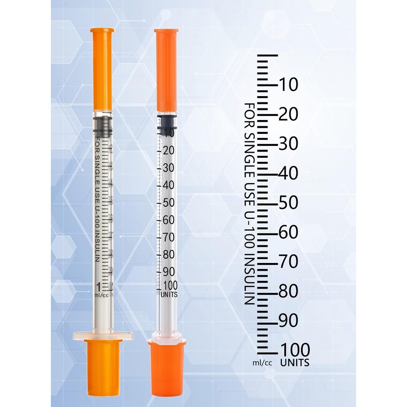 100 Pack 1ml Disposable Syringe, 31G 1cc 5/16 Inch (8mm)
