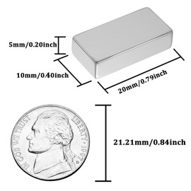 MIN CI Neodymium Magnets Flat 20 x 10 x 5 mm Strong Magnets Rectangular Small Magnets for Magnetic Board Mini Magnets Fridge Magnets Rare Earth Magnets Pack of 10