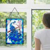 VIOYOUNS Peacock Stained Glass Window Hangings, Hand-Painted Glass Suncatcher Panel