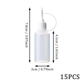SYEYCW 15 Pcs Precision Tip Applicator Bottles, 10ml Quilling Needle Tip Oiler Bottle, White Glue Shaker, Plastic Liquid Dropper Filling Applicator, for DIY Craft, Acrylic Paint, Small Gluing Projects