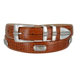 Belts.com Golf of Scottsdale Genuine Full-Grain Cowhide Leather Golf Conchos Dress Belt 1-1/8"(30mm) Wide (Alligator Tan, 36_)