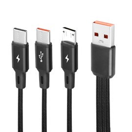 GELRHONR Multi USB C Splitter Kabel, USB A zu Dual Typ-C + Micro USB Stecker Ladekabel, Nylon geflochtenes 3 in 1 USB C Kabel, 5A Schnellladung, Kompatibel mit Mobile/Android und mehr (1.2M/3.9Ft)