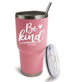 Dimyze 30 oz Pink Insulated Stainless Steel Tumbler with Lid and Straw