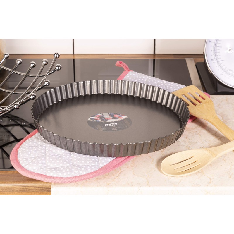 28cm Non Stick Fluted Flan Tin With Loose Base