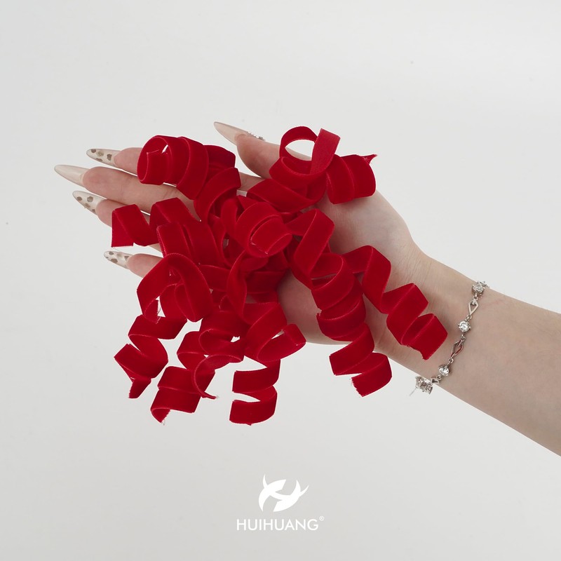 HUIHUANG Red Velvet Bows for Gift Wrapping Self Adhesive Velvet
