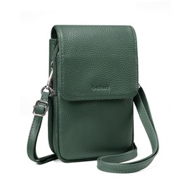 befen Soft Real Leather Small Crossbody Bags for Women, Woman Cell Phone Leather Purses Bag with RFID Blocking Card Slots Green