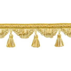DecoPro Ribbon Tassel Fringe Trim, Color# 510 - Yellow Beige Gold [5 Yards]