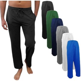 Andrew Scott Men's 6 Pack 100% Cotton Jersey Knit Yoga Lounge & Sleep Pajama Pants (6 Pack - Navy/Black/Royal/Hunter/White/Grey, Medium)