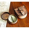 Antiqued Brass Poem Compass With Leather Case