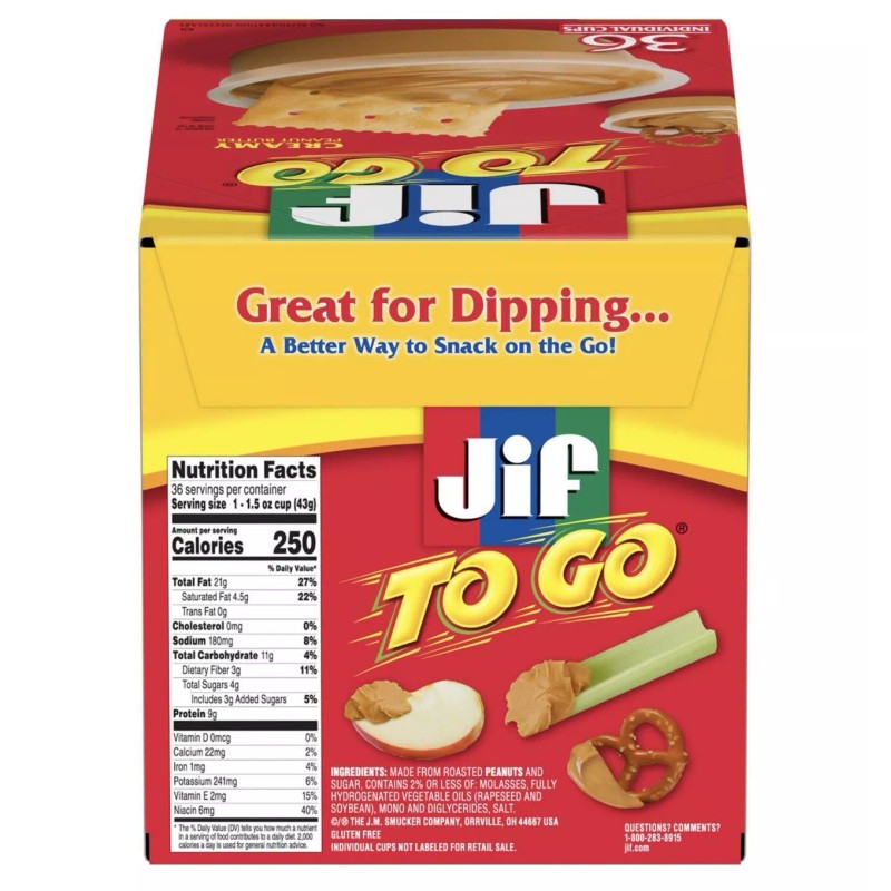 Jif Manteiga de amendoim cremosa Jif To Go 36 pacotes