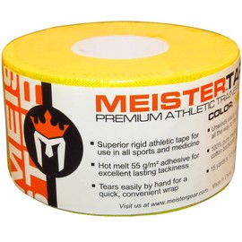 Meister Premium Athletic Zinc Oxide Trainer's Tape for Sports and Medical - 13.7m x 3.8cm - Yellow - 6 Rolls