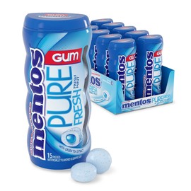 Mentos Pure Fresh Sugar-Free Chewing Gum with Xylitol, Fresh Mint, 15 Piece Bottle (Bulk Pack of 10)