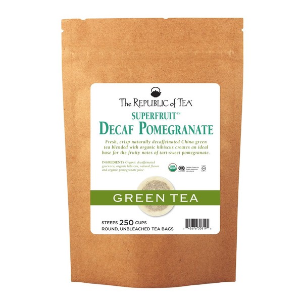 The Republic of Tea - Pomegranate Green Tea Decaf, 250 Tea Bags | Gourmet Tea | Caffeinated