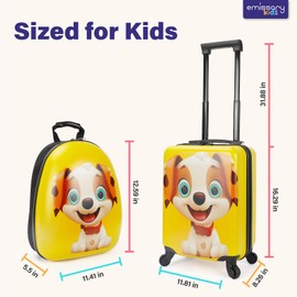 emissary Kids Luggage With Wheels For Boys Girls, Kids Suitcases With Wheels For Boys Girls, Puppy Kids Luggage Set, Kids Carry on Luggage with Wheels, Toddler Rolling Suitcase For Boys Girls