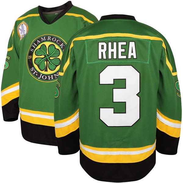 Ross The Boss #3 Rhea Hockey Jersey St John's Shamrocks Ice Hockey Shirts with EMHL Patch, Green, Large