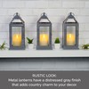 Elements Gray Metal Lanterns Set of 3-12 Inch Decorative Candle