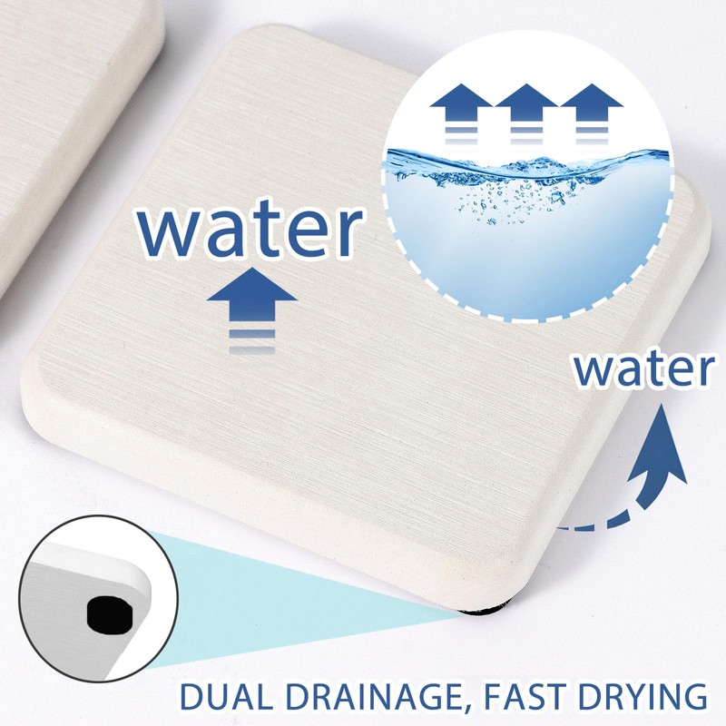 4PCS Water Absorbing Stone Tray, Quick Drying Diatomite Stone Sink