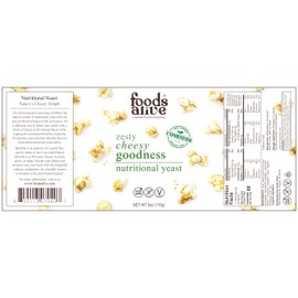 Foods Alive Zesty Cheesy Goodness Nutritional Yeast, 6oz Shaker Jar/Non-Fortified, Vegan Cheese Powder Seasoning