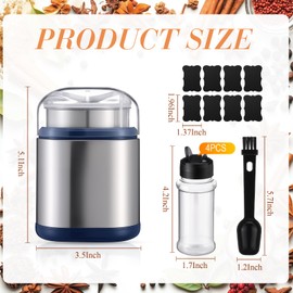 Wovnet 7 Pcs Electric Herb Grinder Kit, 200w Spice Grinder with 4 Pcs 3oz Spice Shakers, Cleaning Brush Label Sheet for Flower Buds Dry Spices Herbs Salts